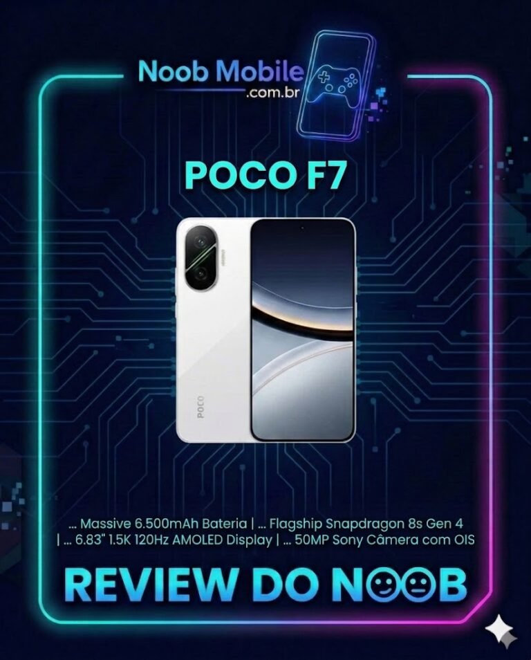 Poco F7 vale a pena em 2026 review completo com especificações de bateria 6500mAh e Snapdragon 8s Gen 4.