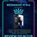 RedMagic 11 Pro vale a pena: banner oficial do review do Noob Mobile com foto do smartphone gamer, coroa de rei dos gamers e especificações do Snapdragon 8 Elite