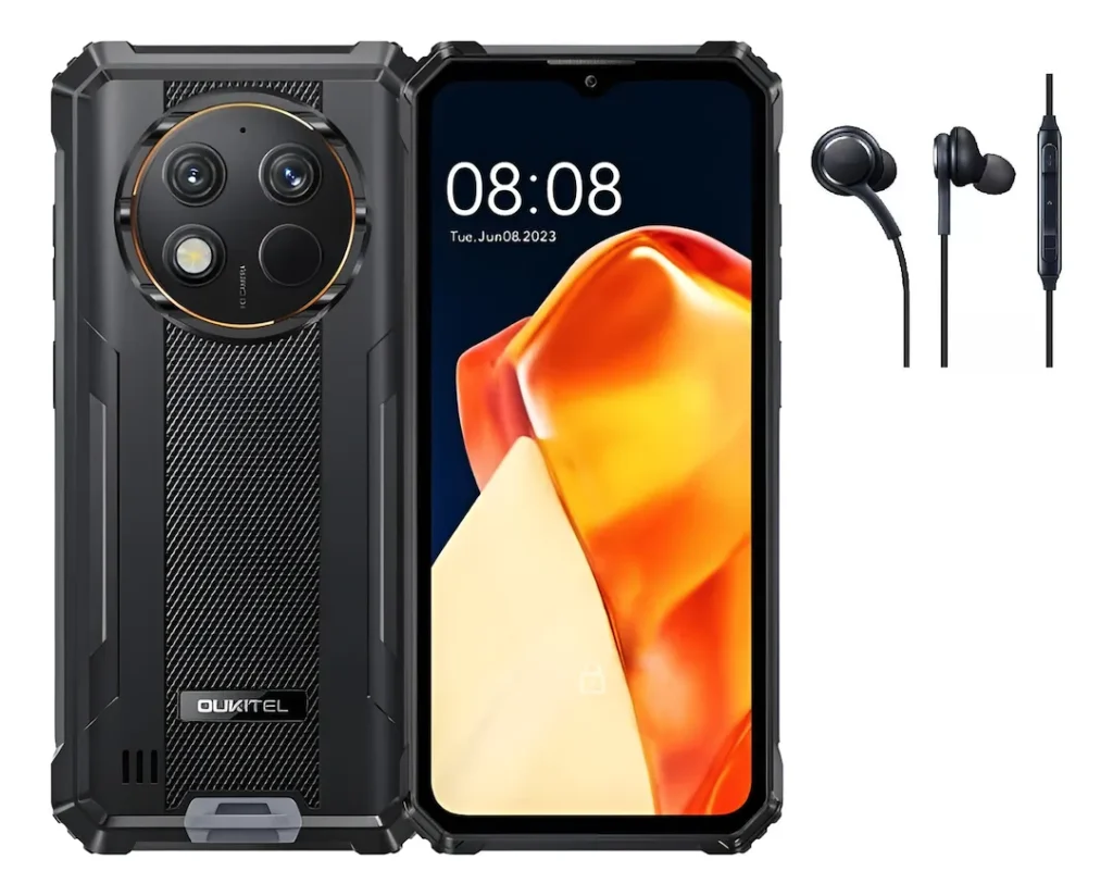 Smartphone robusto Oukitel G1 preto com bateria de 10.600mAh e câmera de 48MP