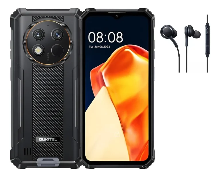 Smartphone robusto Oukitel G1 preto com bateria de 10.600mAh e câmera de 48MP