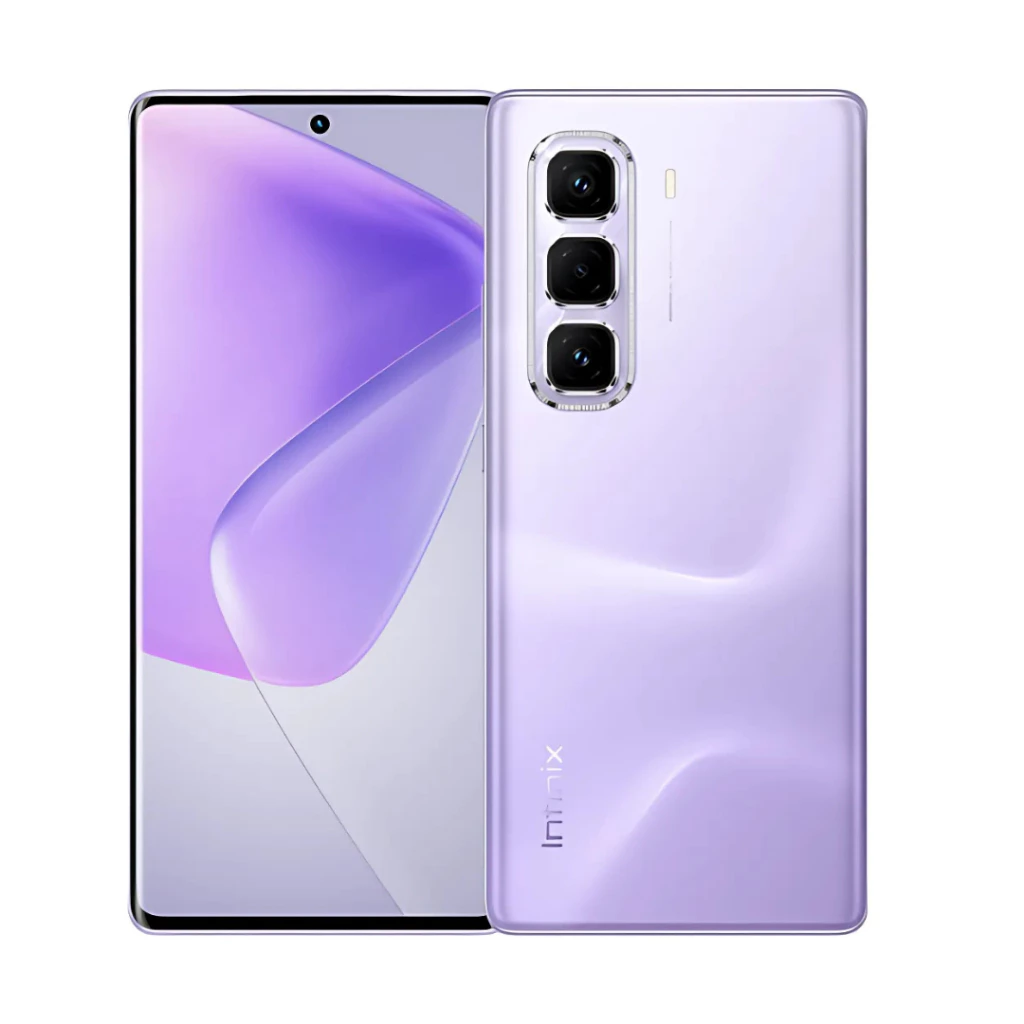 Smartphone Infinix Hot 60 Pro Plus, versão lilás, com tela curva 3D e módulo traseiro de câmeras triplas. Descubra se o Infinix Hot 60 Pro Plus é bom para o seu dia a dia.