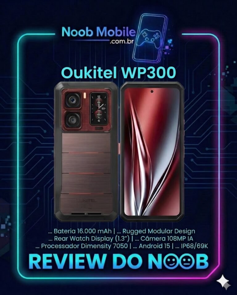 Oukitel WP300 é bom: smartphone robusto e modular 3 em 1 com smartwatch e fones integrados em análise completa no blog Noob Mobile.