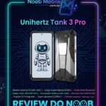 unihertz tank 3 pro vale a pena banner oficial de review do noob mobile mostrando o design frontal e traseiro do celular com projetor