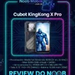 Banner oficial do Noob Mobile mostrando que o Cubot KingKong X Pro é bom, inserido em uma moldura neon azul e rosa com as especificações de tela de 144Hz e bateria de 10.200 mAh.