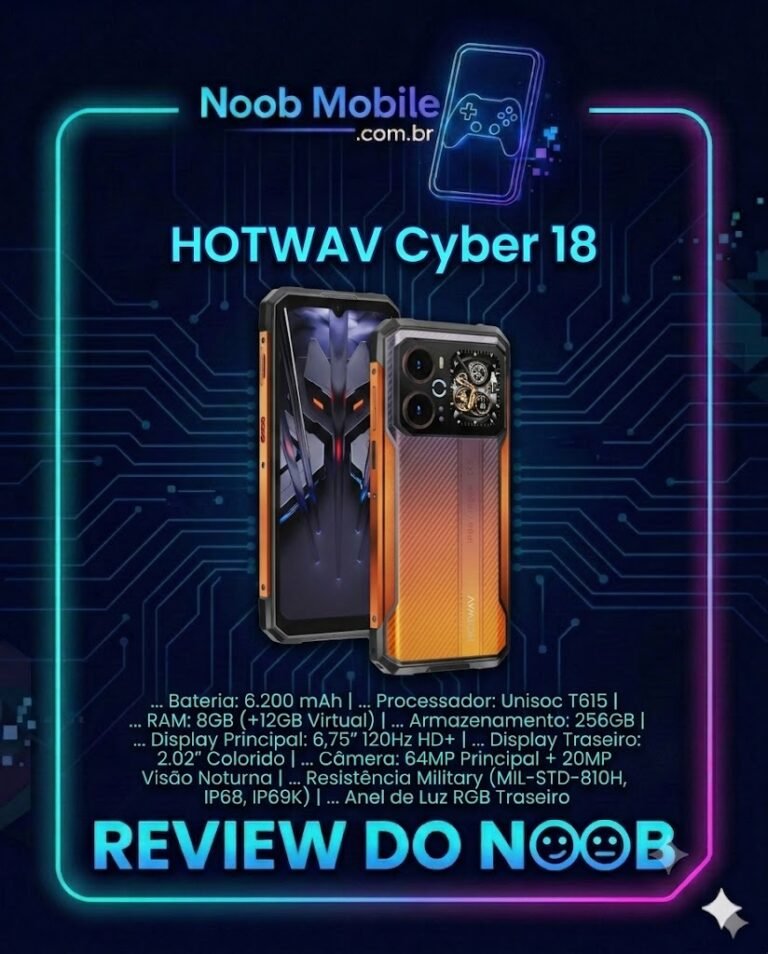 Hotwav Cyber 18 é bom: Smartphone robusto com tela traseira e anel de luz RGB. O Hotwav Cyber 18 é bom para trabalho pesado e aventuras.