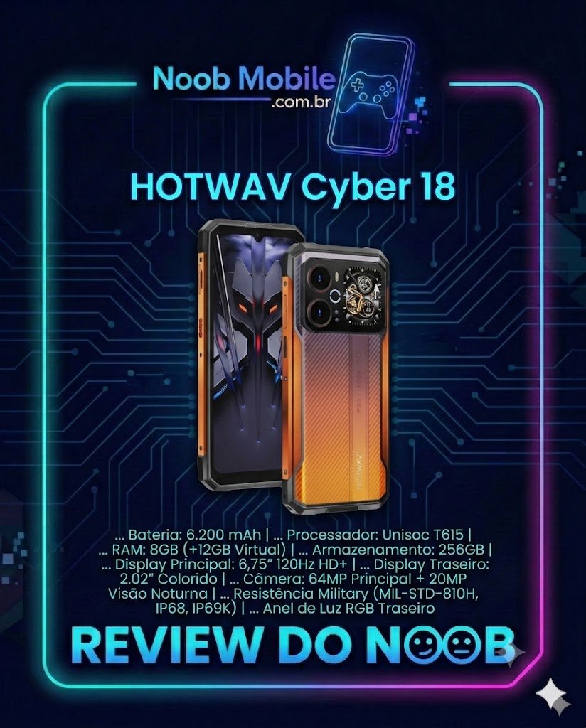 Hotwav Cyber 18 é bom: Smartphone robusto com tela traseira e anel de luz RGB. O Hotwav Cyber 18 é bom para trabalho pesado e aventuras.