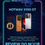Banner do review no site Noob Mobile mostrando se o smartphone Hotwav X100 GT é bom com suas especificações de bateria e tela.