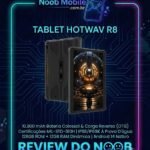 Banner oficial com a moldura do Noob Mobile mostrando as especificações técnicas e comprovando se o tablet hotwav r8 é bom para trabalho e uso outdoor.