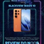 Imagem destacada do post sobre o review para saber se o Blackview WAVE 10 é bom, a imagem mostra o aparelho na cor laranja dentro da moldura do review do noob.