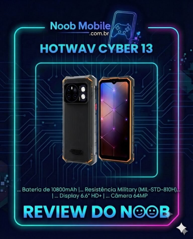 Imagem destacada do post que analisa se o hotwav cyber 13 é bom, mostrando o design resistente e moderno do smartphone.