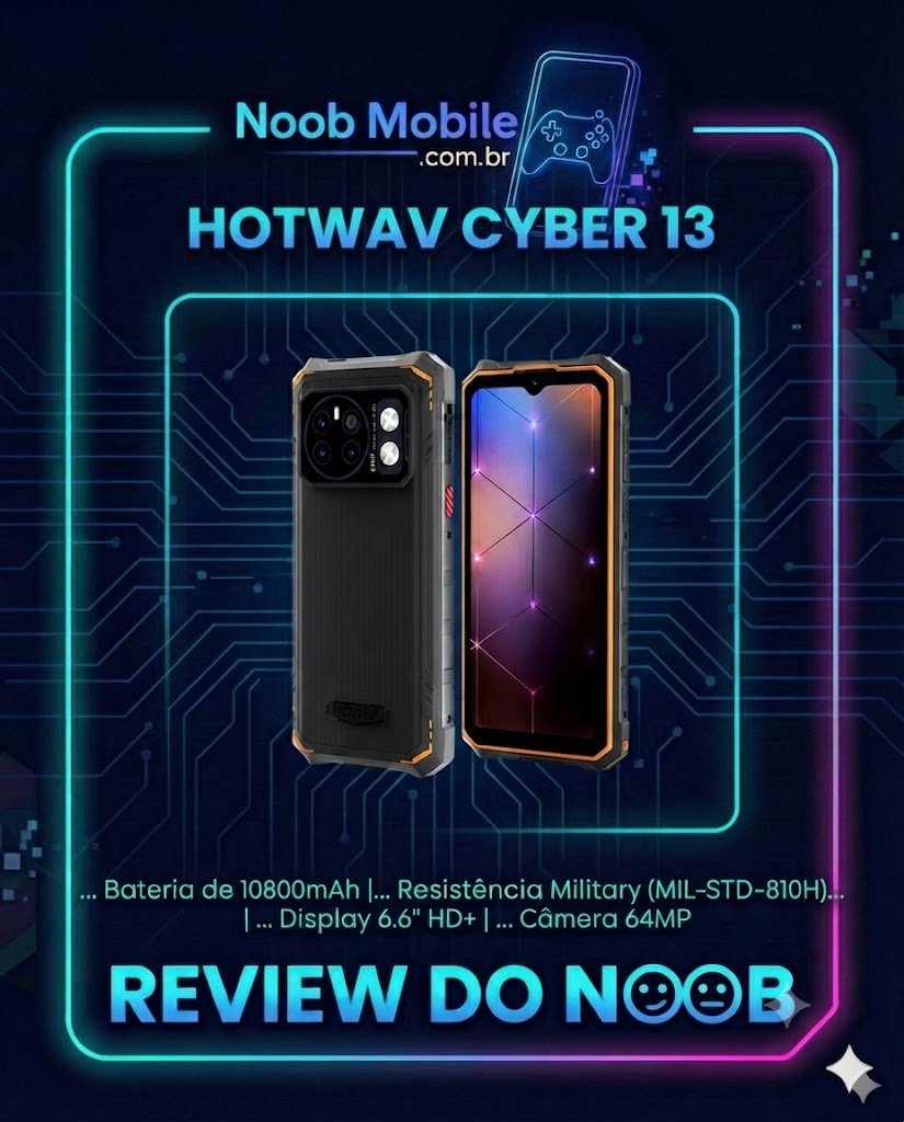 Imagem destacada do post que analisa se o hotwav cyber 13 é bom, mostrando o design resistente e moderno do smartphone.