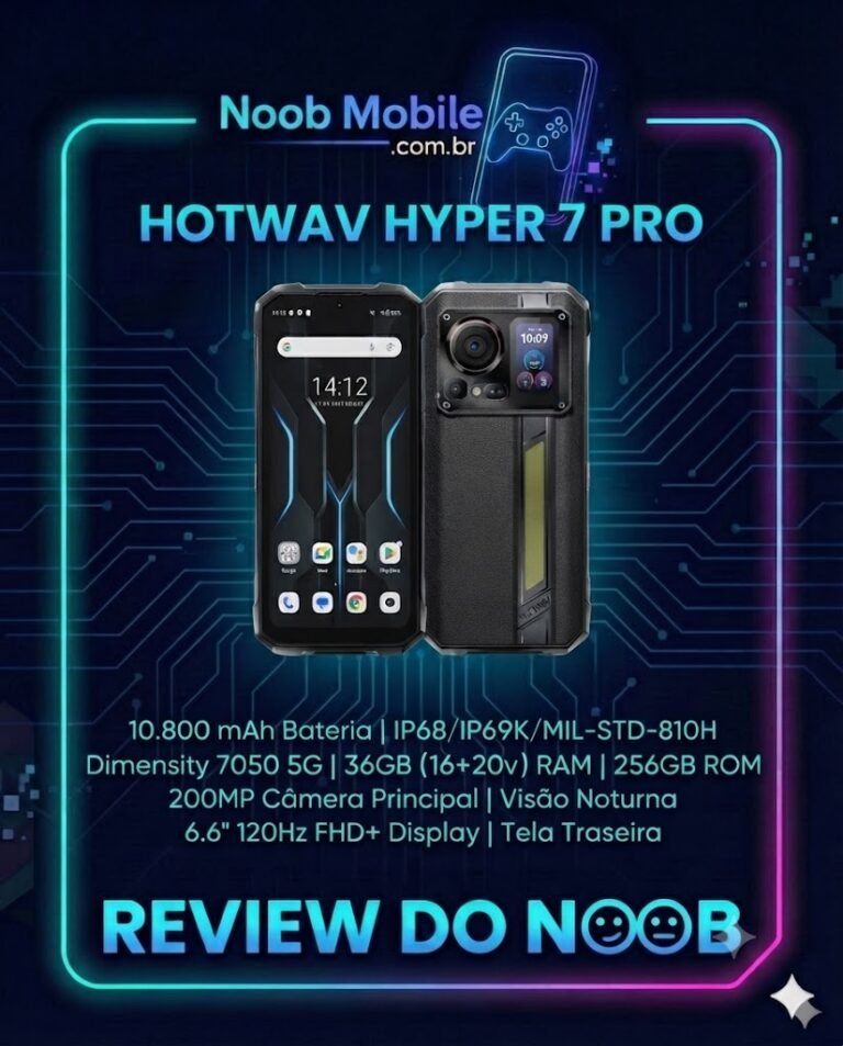 Hotwav Hyper 7 Pro é bom? Confira o review completo deste smartphone robusto com bateria de 10.800 mAh e câmera de 200MP.