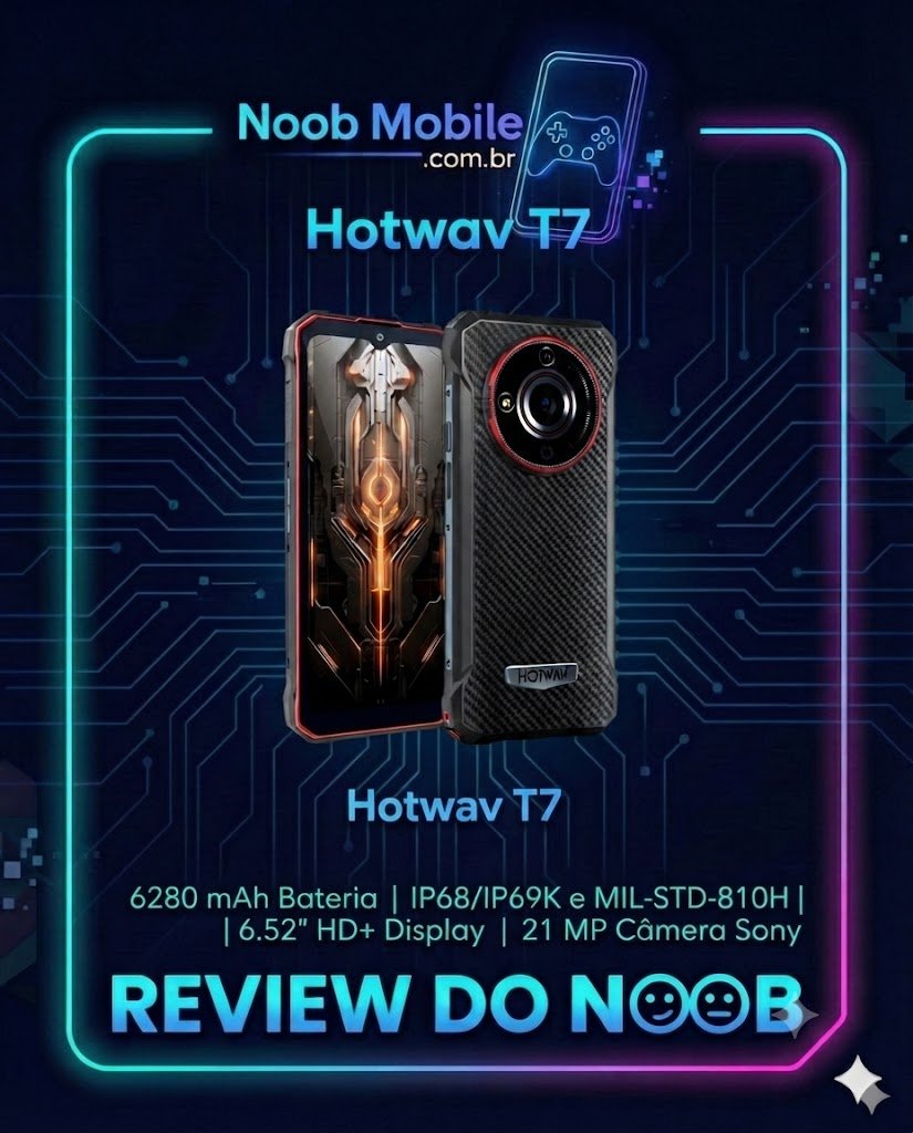 Smartphone robusto Hotwav T7 indestrutível com bateria de 6.280 mAh; descubra se o Hotwav T7 é bom para trabalho pesado.