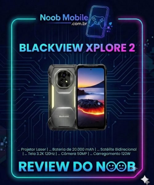 Smartphone robusto Blackview Xplore 2 com projetor a laser, bateria de 20.000 mAh e tela AMOLED 3.2K 120Hz.