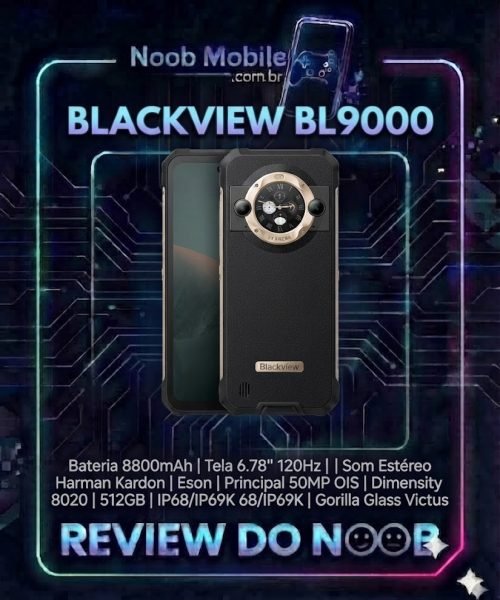 Descubra se o smartphone robusto Blackview BL9000 &eacute; bom atrav&eacute;s do banner oficial de review do Noob Mobile.
