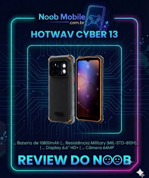 Imagem destacada do post que analisa se o hotwav cyber 13 é bom, mostrando o design resistente e moderno do smartphone.