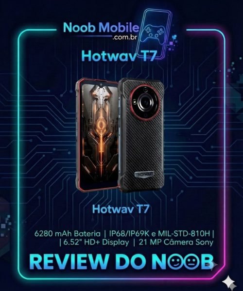 Smartphone robusto Hotwav T7 indestrutível com bateria de 6.280 mAh; descubra se o Hotwav T7 é bom para trabalho pesado.