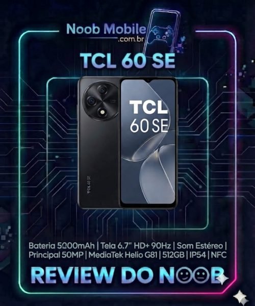 Smartphone TCL 60 SE &eacute; bom para o dia a dia, exibindo seu design moderno e tela de alta fluidez.